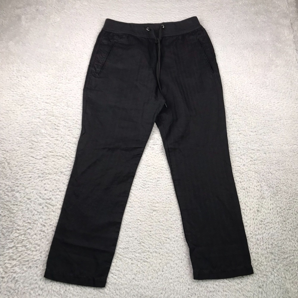 James Perse LA Pants Womens 0 (29x25) Black Linen Stretch Pull On Drawstring